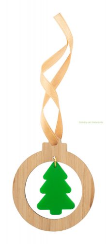 Karácsonyfadísz, bambusz, 65×75×3 mm