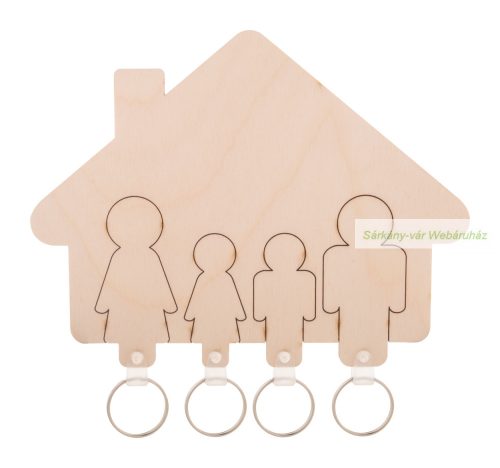 Homey Plus családi fali kulcstartó, nyírfából- 4 fős