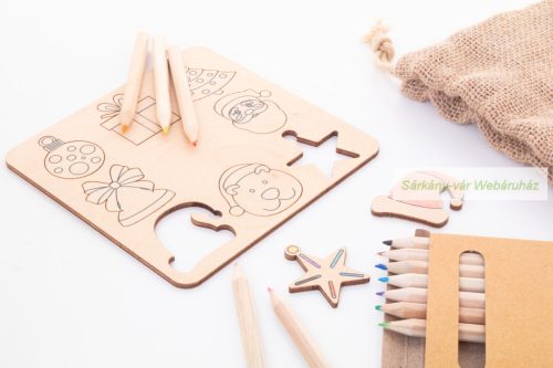 Xmas karácsonyi színezős logikai formakereső, 8 figura,12 ceruza