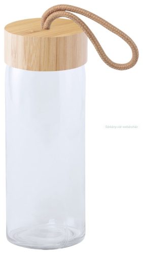 Burdis üveg kulacs, bambusz kupak, 420ml