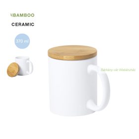 Yotel Kerámia bögre matt felület, bambusz fedél, 370 ml