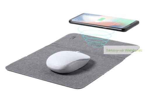 RPET egérpad vezeték nélküli töltővel (10W), 265×205 mm