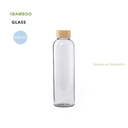 Yonsol üveg kulacs, bambusz kupak, 500 ml