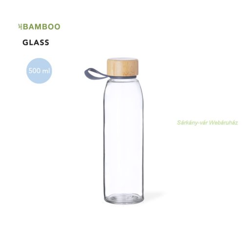 Bokol üveg kulacs bambusz kupakkal, 500 ml