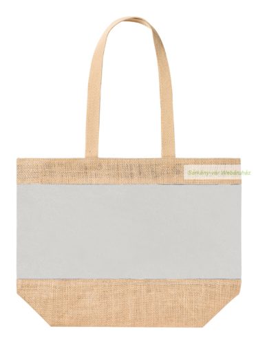 Laminált juta és pamut strandtáska, 350×480×150 mm