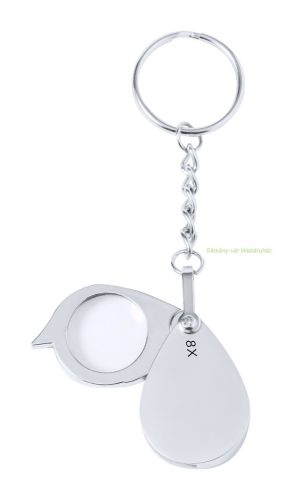 Kitins fém kulcstartó nagyítóval, 30×57×8 mm