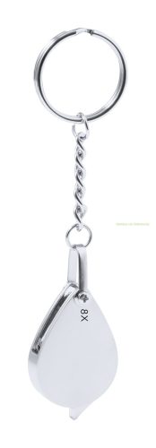 Kitins fém kulcstartó nagyítóval, 30×57×8 mm