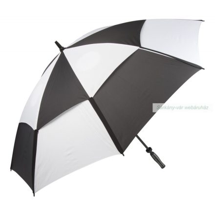 Budyx fekete-fehér, szélálló golf esernyő 