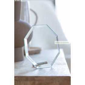 Nelum 8 szögletű üveg trófea, 63×140×140 mm
