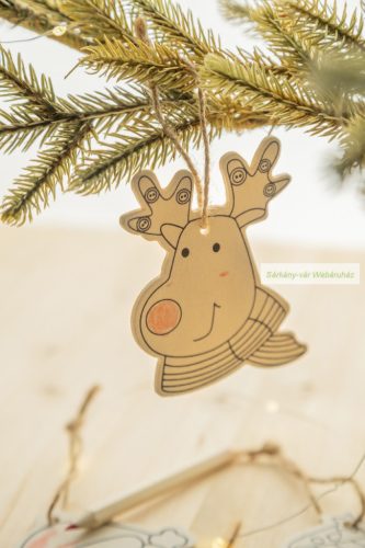 Fa színezhető karácsonyfa dísz, 3 dísz - 4 színes ceruza