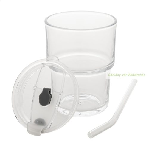Glassip üveg utazópohár szívószállal, 400ml