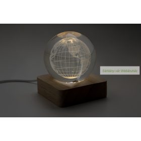   LumiGlobe üveg fénygömb, földgömb, trófea üveg kockával