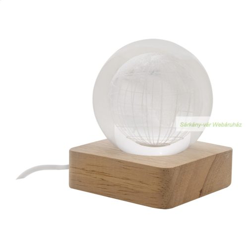 LumiGlobe üveg fénygömb, földgömb, trófea üveg kockával