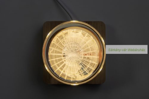 LumiGlobe üveg fénygömb, földgömb, trófea üveg kockával