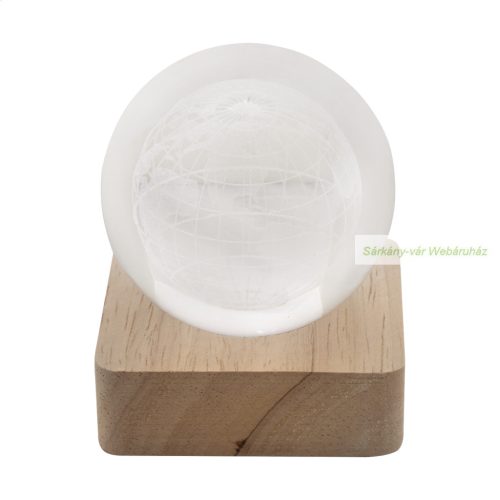 LumiGlobe üveg fénygömb, földgömb, trófea üveg kockával