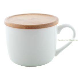 Athena porcelán bögre, bambusz alátét, 400ml