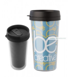 Termo bögre 450ml,  behelyezhető dekor