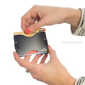 Kártyatartó, védő, RFID. aluminíum, 9 × 5,8 × 0,6 cm