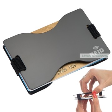 Kártyatartó, védő, RFID. aluminíum, 9 × 5,8 × 0,6 cm