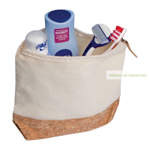 Arlon kozmetikai táska, parafa alj, 21,5 × 16 × 5 cm