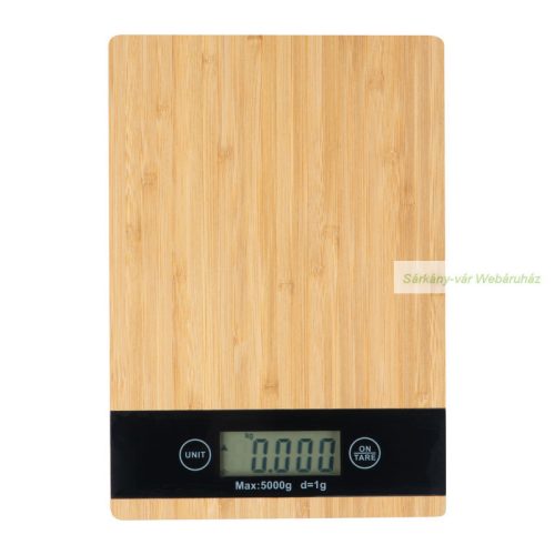Digitális bambusz konyhai mérleg, 5 kg-ig