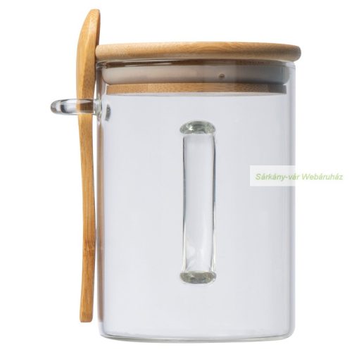 Jackson Boroszilikát üvegbögre, kanállal, 420ml