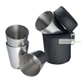 Rm acél kupica, pohár tokban, 4 db