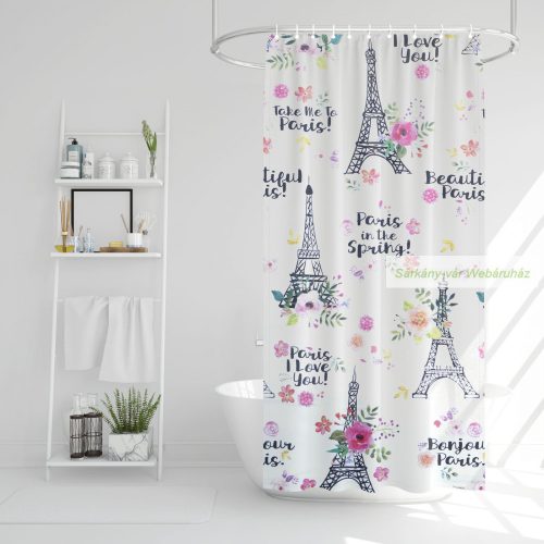 Zuhanyfüggöny,  Eiffel-torony mintás, 180 x 180cm