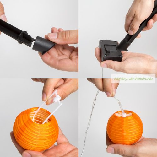 Szolár színes lampion fényfüzér, 10 db, 3.7 m