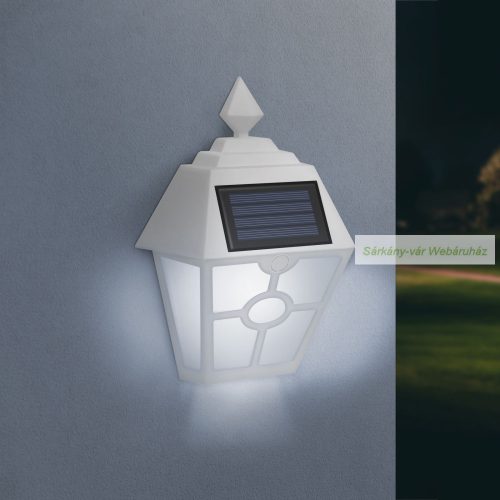 LED-es szolár fali lámpa, hidegfehér, 14 x 6,2 x 19 cm