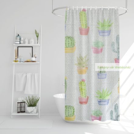 Zuhanyfüggöny, kaktusz mintás - 180 x 180 cm
