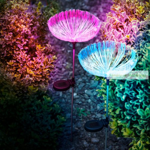 Száloptikás szolár medúza, 80 cm - színes LED