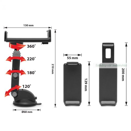 Univerzális autós mobil. tablet, GPS tartó