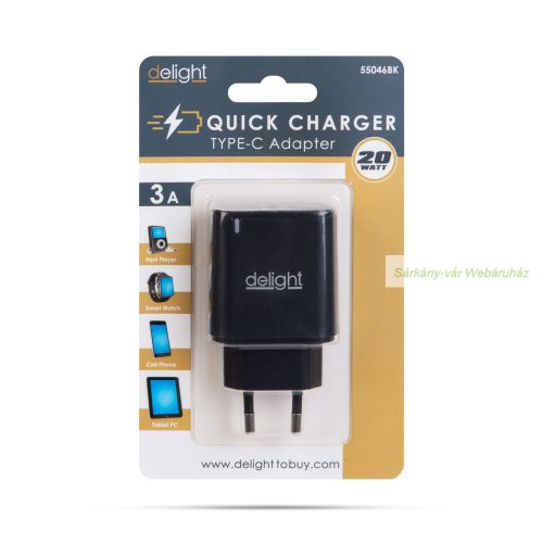 Adapter, Type-C - gyorstöltő, PD20W 