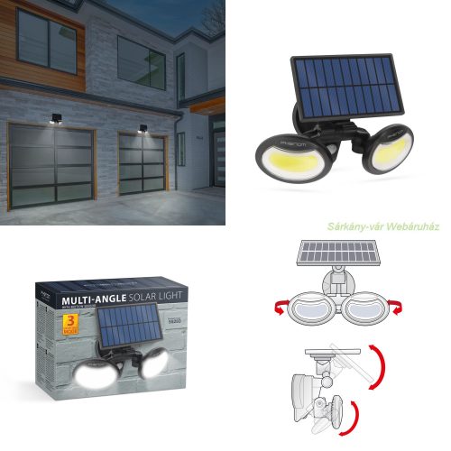 Mozgásérzékelős szolár reflektor,- forgatható fejjel - 2 COB LED