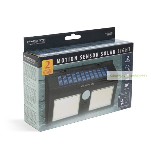 Mozgásérzékelős szolár reflektor, fali - COB LED