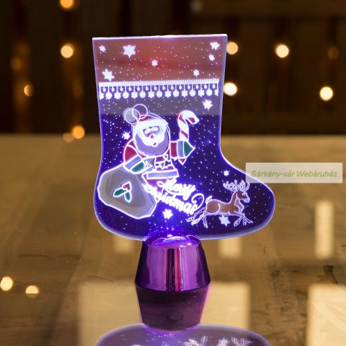 Karácsonyi asztali LED dekor, csizma, hóember