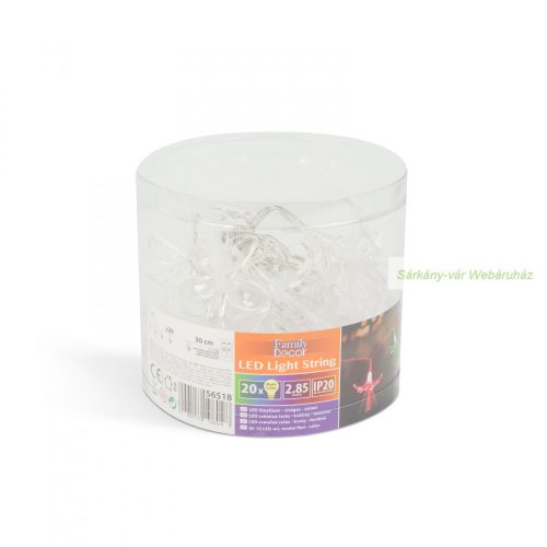 LED fényfüzér, virágos, 20 LED - 2,85 m, színes