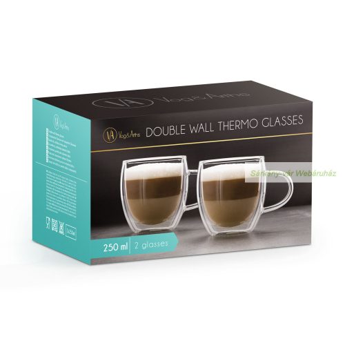 Duplafalú üveg csésze cappuccinos , 250 ml - 2 db 