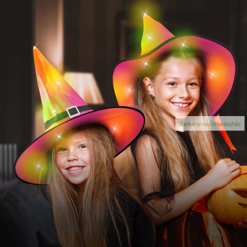 Halloween-i LED-es boszorkány kalap, színes