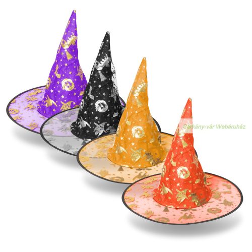 Halloween-i boszorkány kalap, 4 szín