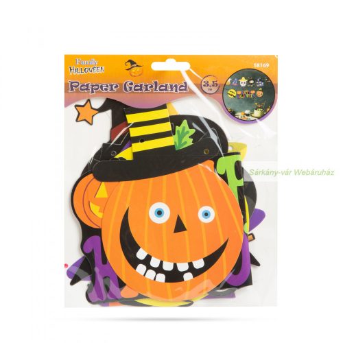 Halloween-i papír girland, többféle motívummal - 3,5 m