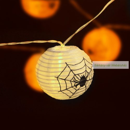 Halloween-i lampion fényfüzér, pók 165 cm