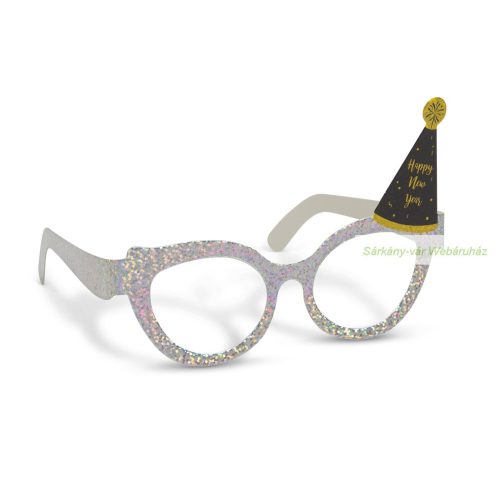 Party szemüveg, glitteres, papír - 4 db / csomag