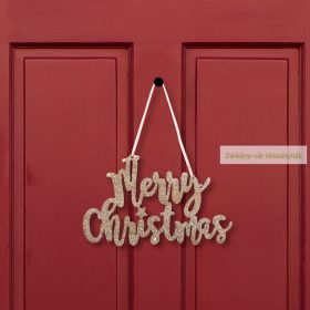   Karácsonyi dekor, "Merry Christmas" felirat, 20 x 12 cm 