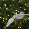Karácsonyi csipeszes, glitteres madár dísz- 2 db 