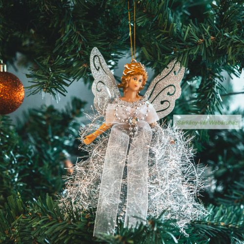 Karácsonyi dekor, angyal,20 cm - ezüst