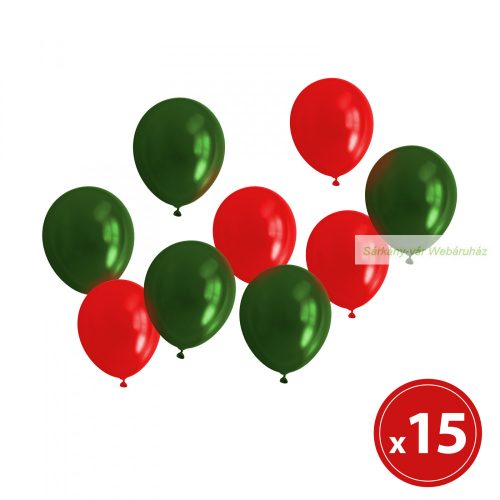 Lufi szett, piros-zöld, metálos, 15 db / csomag