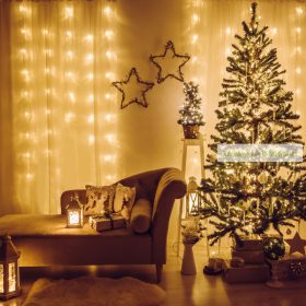 Fényfüggöny, 200 db LED, melegfehér,  4,2 m - 8 program