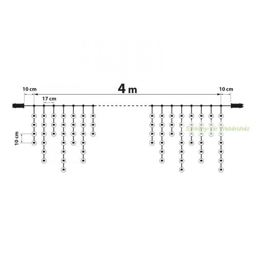 Fényfüggöny, 200 db LED, hidegfehér, 4,2 m - 8 program